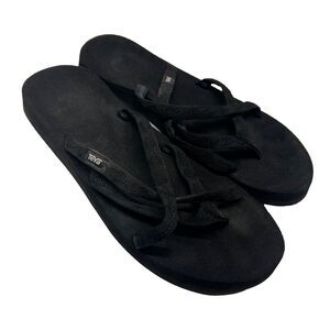 Teva 6840 Women's Strappy Olowahu Flip-Flop Thong Sandals Black Size Womens Sz 9
